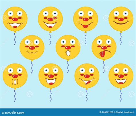 Smiley Face Balloon Funny Round Yellow Balloons With Faces And Smiles