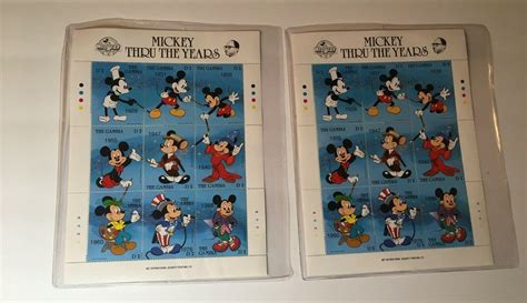 Mickey Mouse Thru The Years Certificate Authenticity Postage Stamps