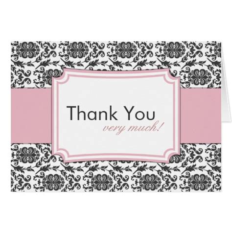 Elegant Damask Thank You Cards Zazzle