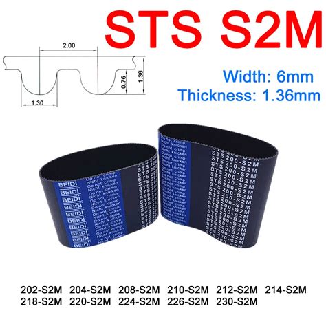 1Pc Largeur 6mm S2M Caoutchouc D Arc Dent Courroie Longueur 202 204 208