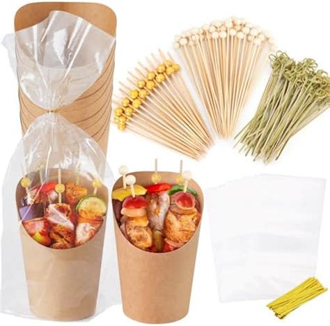 Amazon Yestoo Kraft Charcuterie Cups With Bamboo Cocktail Picks