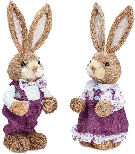 Lkpomi 35cm Standing Easter Bunny Figurines Set Of 2