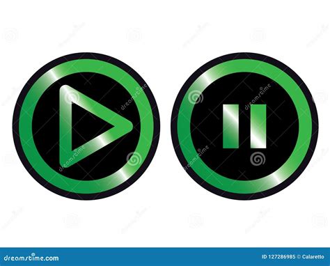 Green Black Play Pause Button Icon Vector Stock Vector - Illustration ...