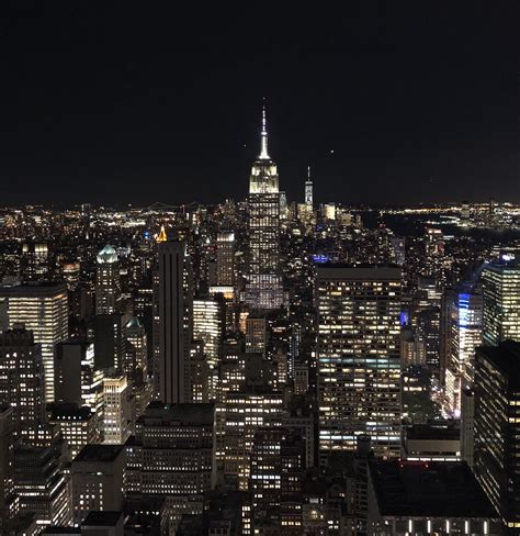 Top Of The Rock At Night New York New York Oc City Aesthetic New