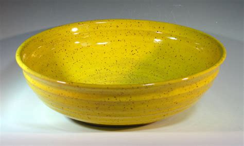 Large Yellow Pottery Serving Bowl Handmade Ceramic Stoneware Bowl