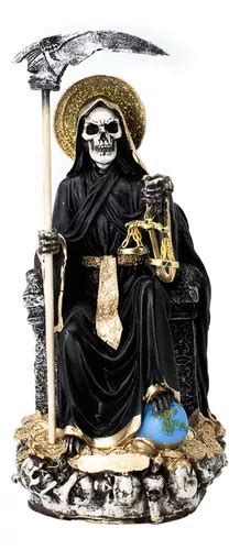 Santa Muerte Negra Suprema Sentada 30 Cm Curada Libro Meses sin interés