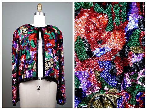 Stunning Heavily Beaded Sequined Jacket Bright Floral Heavy Etsy