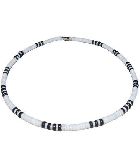 18 White Heishe Puka Shell Necklace Black Coco Beads 5mm 316