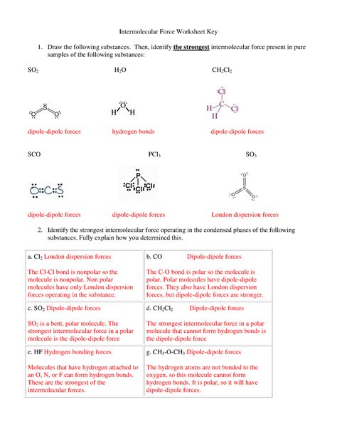 Intermolecular Force Worksheet Key Rt Scr Intermolecular