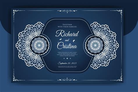 Luxury Mandala Wedding Invitation Card Template With Pattern Arabic