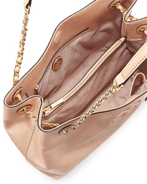 Tory burch Thea Patent Chain-Strap Shoulder Bag in Pink (LIGHT OAK) | Lyst