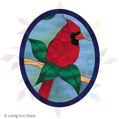 Stained Glass Cardinal Pattern Bird Panel Template Etsy