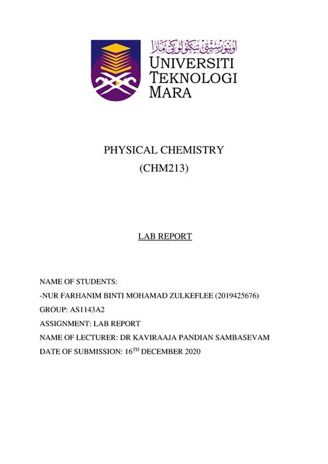 Lab Report Chm Nur Farhanim Mohamad Zulkeflee