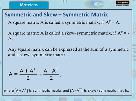 Ppt Symmetric And Skew Symmetric Matrices Powerpoint Presentation