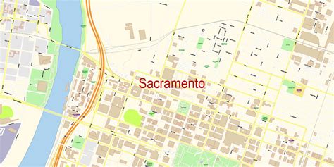 Sacramento California Map Vector Exact City Plan Detailed Street Map