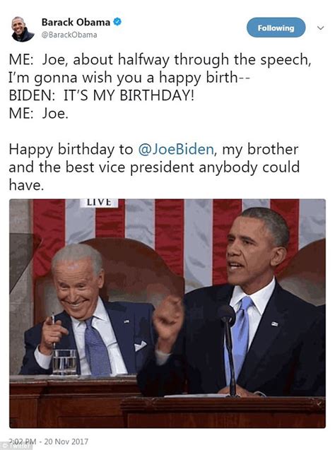 Barack Obama wishes Joe Biden 'Happy Birthday' with a meme | Daily Mail ...