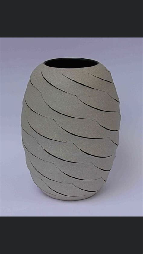 Handmade White Vase With Wavy Lines