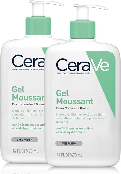 CeraVe Gel Moussant 2 x 473ml Gel Nettoyant Visage Purifiant à l