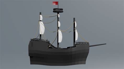 3D Model Low Poly Pirate Ship VR AR Low Poly CGTrader