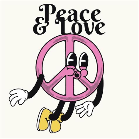 Premium Vector Peace Love With Peace Groovy Character Design