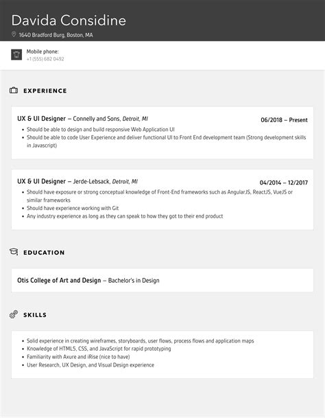 UX & UI Designer Resume Samples | Velvet Jobs