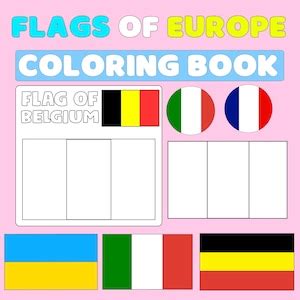 Flags Of Europe Countries Coloring Pages Printable Instant Digital