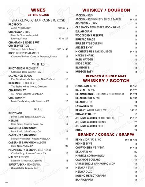 Menu at Hendrick's Tavern pub & bar, Roslyn