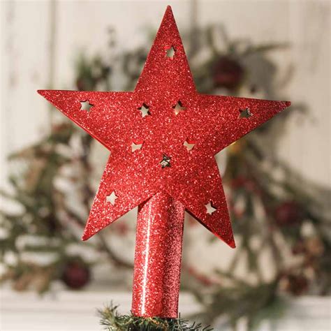 Red Glitter Star Tree Topper Trees And Toppers Christmas And Winter