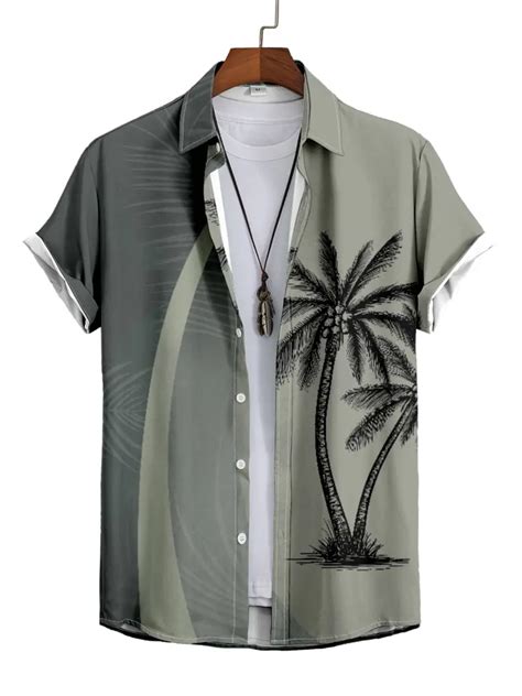 Plus Size Mens Hawaiian Shirts For Beach Comfy Coconut Tree Temu New