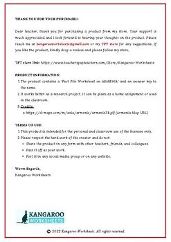 ARMENIA Fact File Worksheet Research Sheet By Kangaroo Worksheets