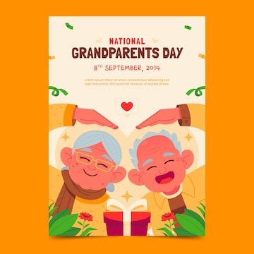 Premium Vector | Grandparents day poster template design