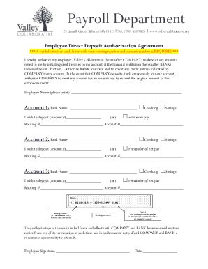 Fillable Online Employee Direct Deposit Payee Authorization Form Fax