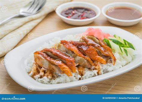 Roasted Duck with Gravy and Rice Stock Photo - Image of dish, rice: 66985558