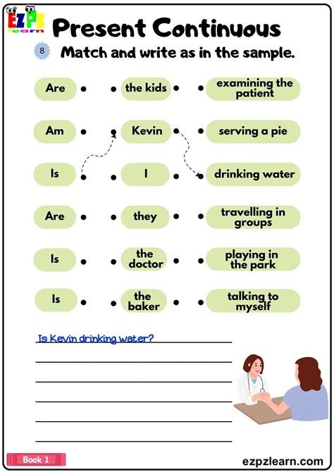 Present Continuous Match And Write The Sentences Grammar Worksheet