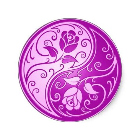 Yin Yang Roses Purple Classic Round Sticker Zazzle Yin Yang Art