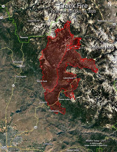 Creek Fire Map 1030 Pm Pdt Oct 16 2020 Wildfire Today