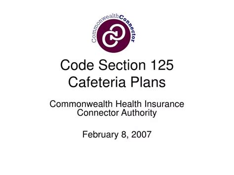 Ppt Code Section 125 Cafeteria Plans Powerpoint Presentation Free