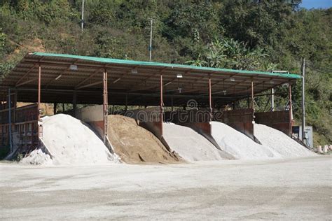 Aggregate Stockpile At Concrete Mixing Plant Stock Photo Image Of