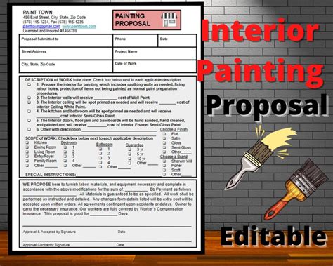 Interior Painting Proposal Paint Estimate Painting Proposal Etsy