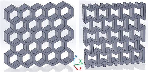 Re Entrant And Hexagonal Structures Represented In Cad Geometries