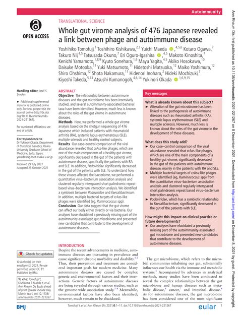 Pdf Whole Gut Virome Analysis Of Japanese Revealed A Link Between