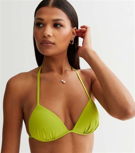 Olive Moulded Triangle Bikini Top New Look