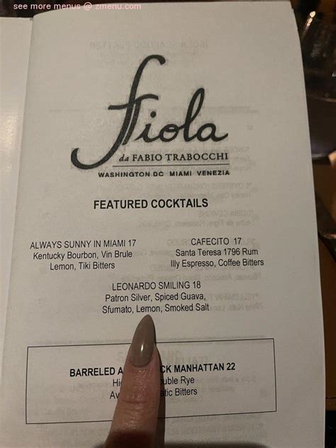 Menu at Fiola Miami pub & bar, Coral Gables