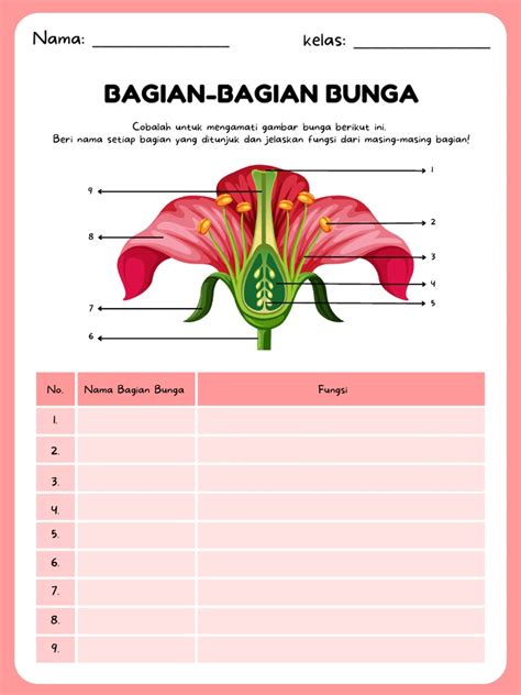 Lembar Kerja Ipa Bagian Bunga Merah Ilustratif Pdf