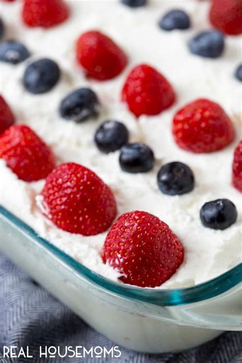 Red White And Blue Cheesecake Poke Cake Easy Dessert Recipe