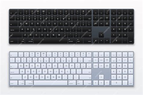 Teclado De Computadora Realista En Blanco Y Negro Vector Premium