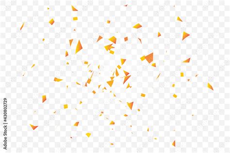 Colorful Orange Confetti Falling On Transparent Background Vector