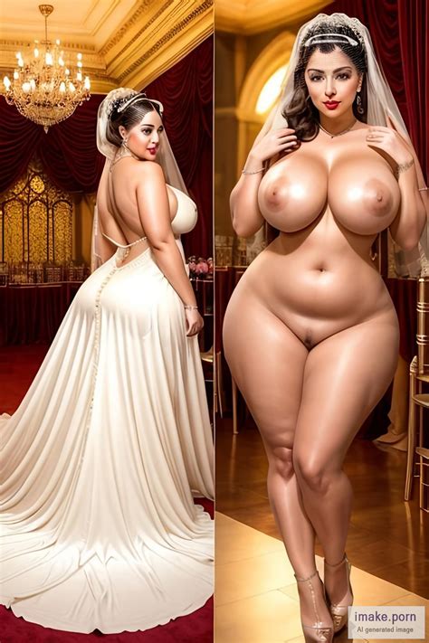 Imake Porn Massive Curvy Body Arab Bun Hair Bride Veil Gold Jewelry