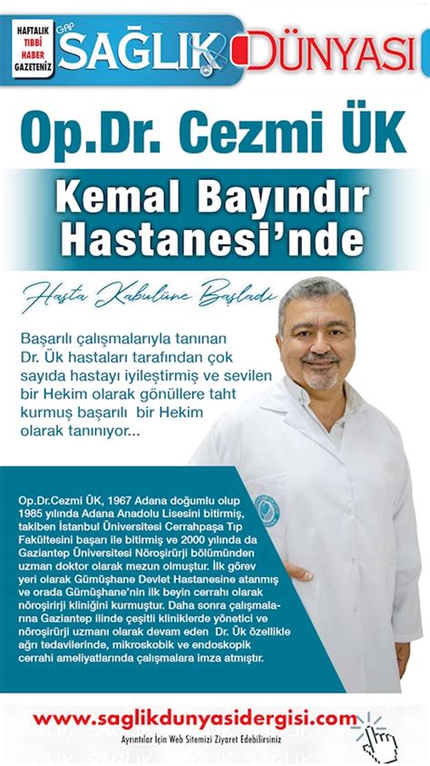 Op Dr Cezmi Ük Kemal Bayındır hastanesinde hasta kabulüne başladı