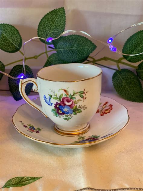 Roslyn Fine Bone China Minuet Cup Saucer Made In England Etsy